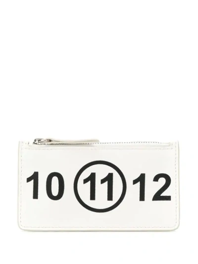 Maison Margiela Logo Zipped Card Holder In White