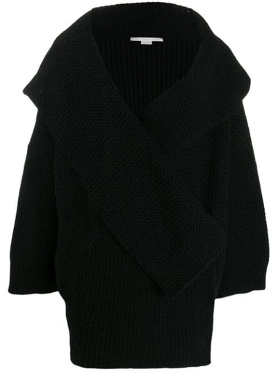 Stella Mccartney Wrap-front Knitted Cardi-coat In Black
