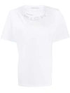 Alessandra Rich Crystal Embellished Logo T-shirt In White,silver