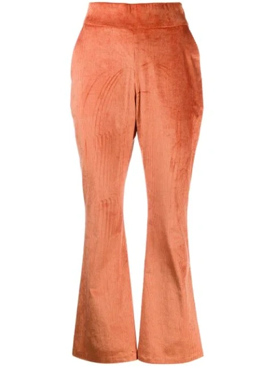 Aalto Corduroy Flared Trousers In Orange