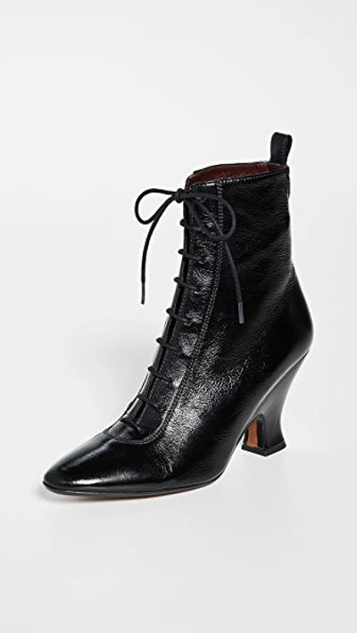 Marc Jacobs The Victorian High Heels Ankle Boots In Black Leather