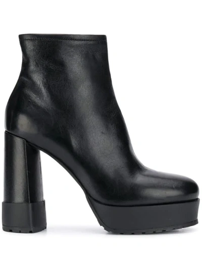 Premiata High Heels Ankle Boots In Black Leather