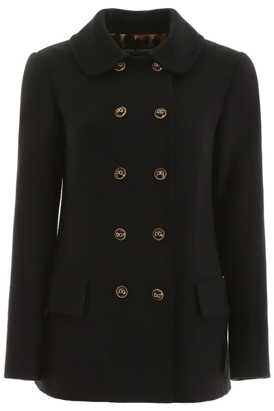 Dolce & Gabbana Buttoned Coat In Black
