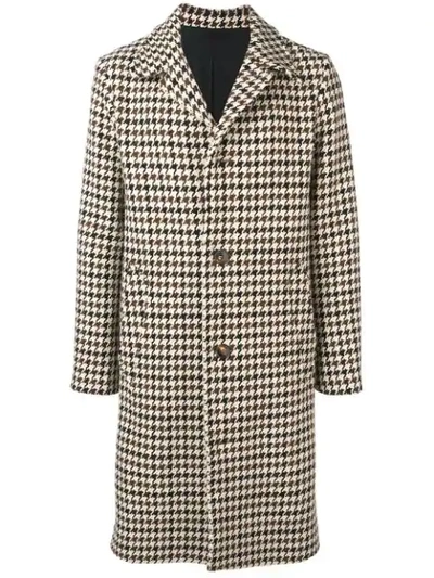 Ami Alexandre Mattiussi Houndstooth Patterned Single-breasted Coat In Neutrals
