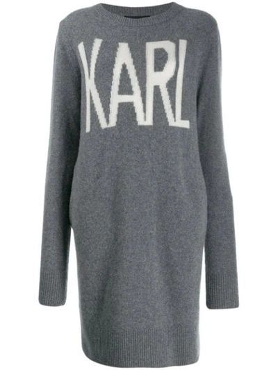 Karl Lagerfeld Karl Oui Long Jumper In Grey