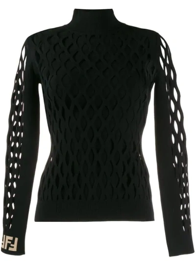 Fendi Mesh Sleeve Jumper In F0gme Black