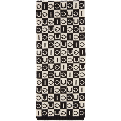 Gucci Checkered Logo Pattern Scarf In 1078 Black