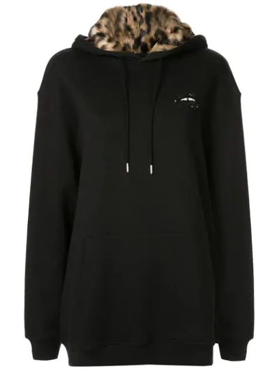 Markus Lupfer Sequinned Lip Hoodie In Black