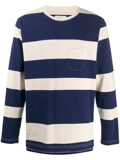 Universal Works Striped Long Sleeve T-shirt In Blue