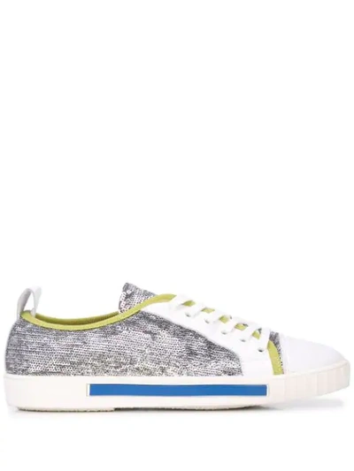 Carven Sequin Sneakers In Silver