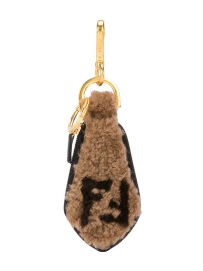 Fendi Tie-shaped Keyring In Brown