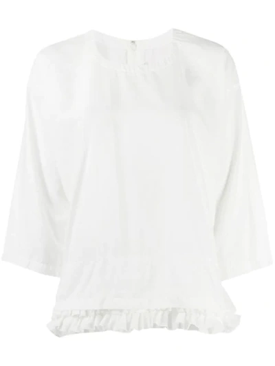 Comme Des Garçons Frill Trimmed Top In White