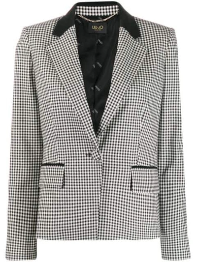 Liu •jo Check Print Blazer In Black