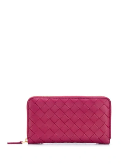 Bottega Veneta Intrecciato Zip-around Continental Wallet In Pink