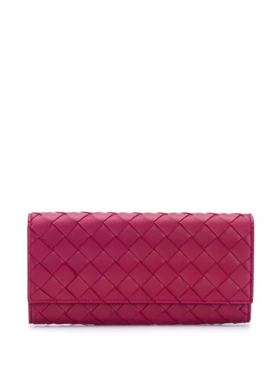 Bottega Veneta Intrecciato Weave Foldover Wallet In Pink