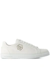 Philipp Plein Low-top Logo Leather Sneakers In White