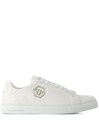 Philipp Plein Low-top Logo Leather Sneakers In White