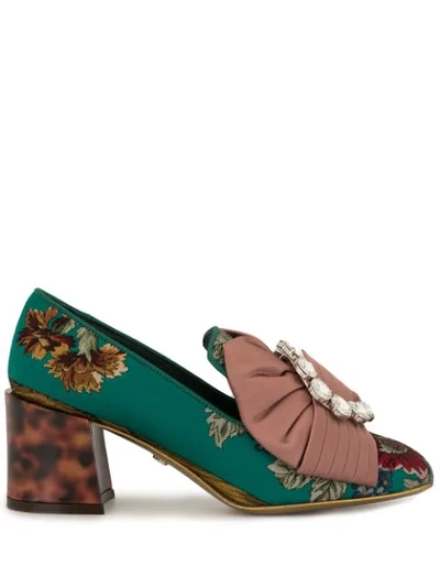Dolce & Gabbana Jackie Bejeweled Bow Pumps In Green