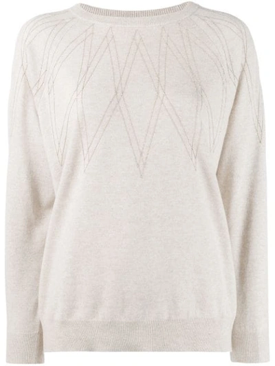 Brunello Cucinelli Embellished Jumper In Neutrals