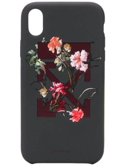 Off-white Floral Print Iphone X Case In Black