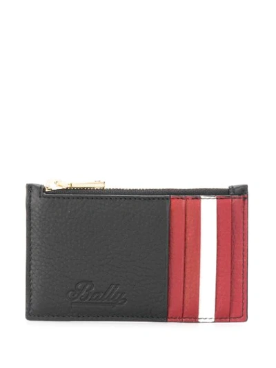 Bally Striped Detail Wallet In Black