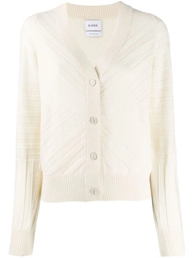 Barrie Long Sleeve Cardigan In White
