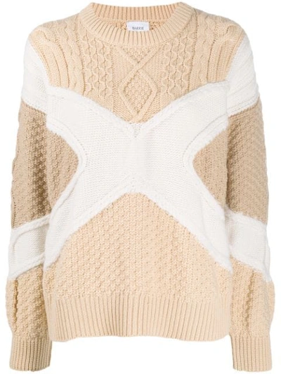 Barrie Colour Blocked Knitted Jumper In Brown