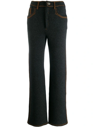 Barrie Contrast Stitch Trousers In Black