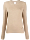 Barrie Round Neck Cashmere Jumper In Brown