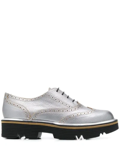 Pollini Studded Brogues In Silver