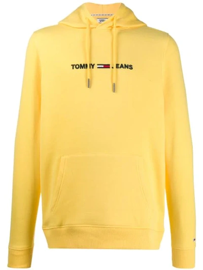 Tommy Jeans Logo Print Hoodie In Yellow