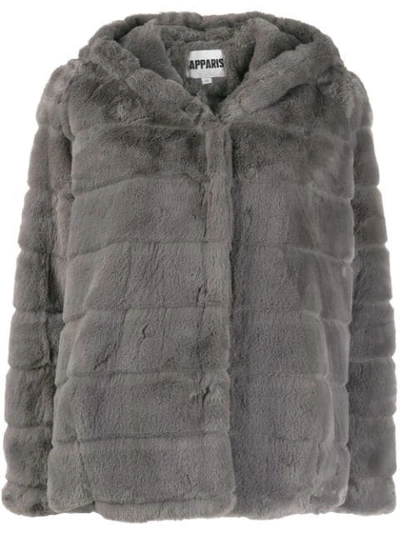 Apparis Hooded Faux-fur Jacket In Grey