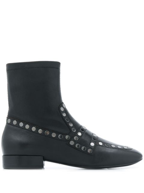 Ash Studded Oracle Ankle Boots In Black | ModeSens