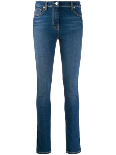 Kenzo Embroidered Side Panel Skinny Jeans In Blue