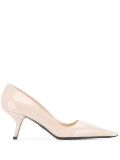 Prada 70mm Angled Heel Pumps In Pink