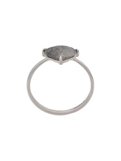 Niza Huang 18kt White Gold Tillion Cut Grey Diamond Ring In Silver