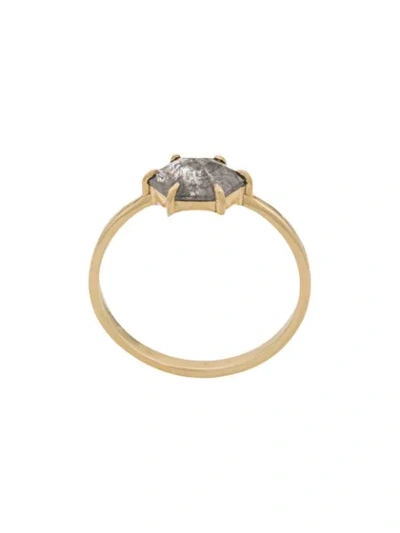 Niza Huang 18kt Gold Hexagon And Rose Cut Grey Pear Diamond Ring