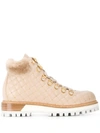 Le Silla Stud Embellished Trekking Boots In 45 Beige