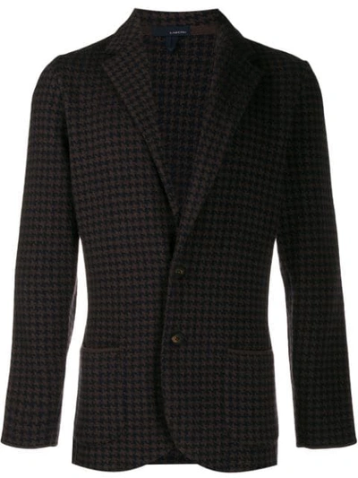 Lardini Houndstooth Single-breasted Blazer In Brown