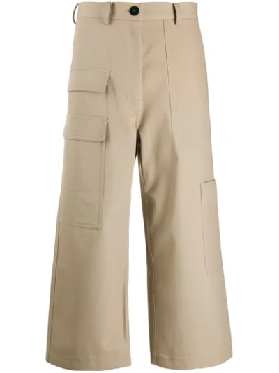 Sofie D'hoore Cropped Wide Leg Trousers In Neutrals