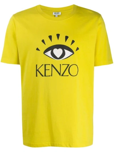 Kenzo Cupid Print Logo T-shirt In Yellow