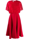 Valentino Lace Layer Pleated Dress In 157