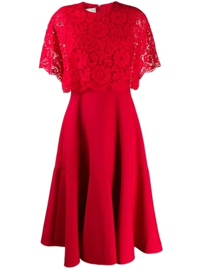 Valentino Lace Layer Pleated Dress In 157