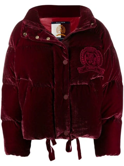 Tommy Hilfiger Velvet Puffer Jacket In Red | ModeSens