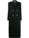 Alessandra Rich Long Double Breasted Coat In Black