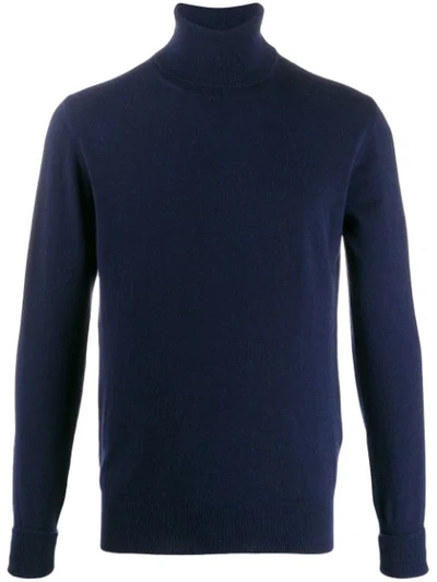 Ballantyne Roll Neck Knit Jumper In Blue