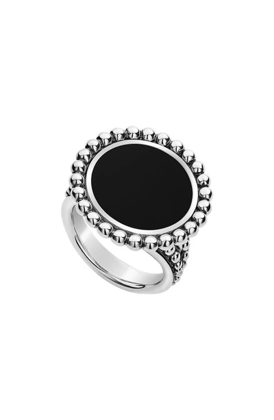 Lagos Maya Large Circle Ring In Silver/ Onyx