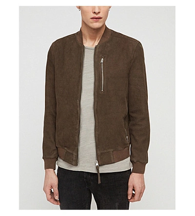 Allsaints Stones Leather Bomber Jacket In Black