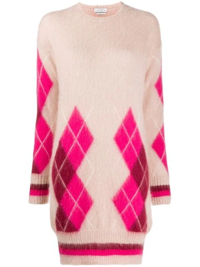 Ballantyne Argyle Knit Dress In Light Pink