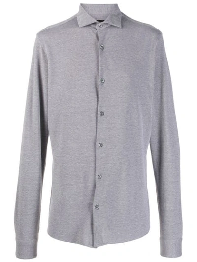 Z Zegna Longsleeved Textured Shirt In Grey